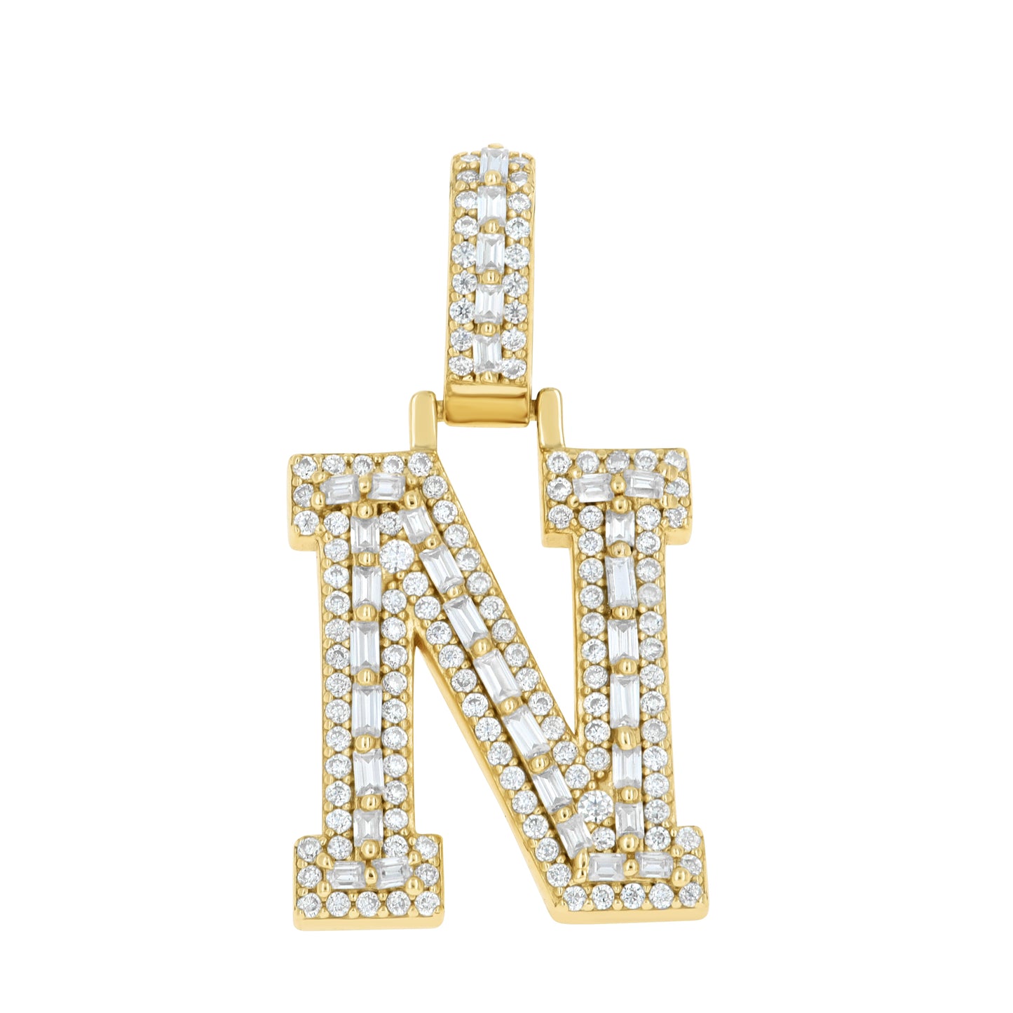 925 Sterling Silver Moissanite Initial N Pendant