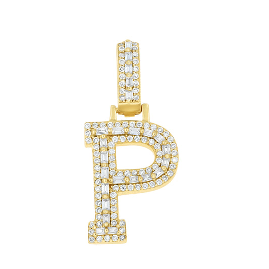 925 Sterling Silver Moissanite Initial P Pendant