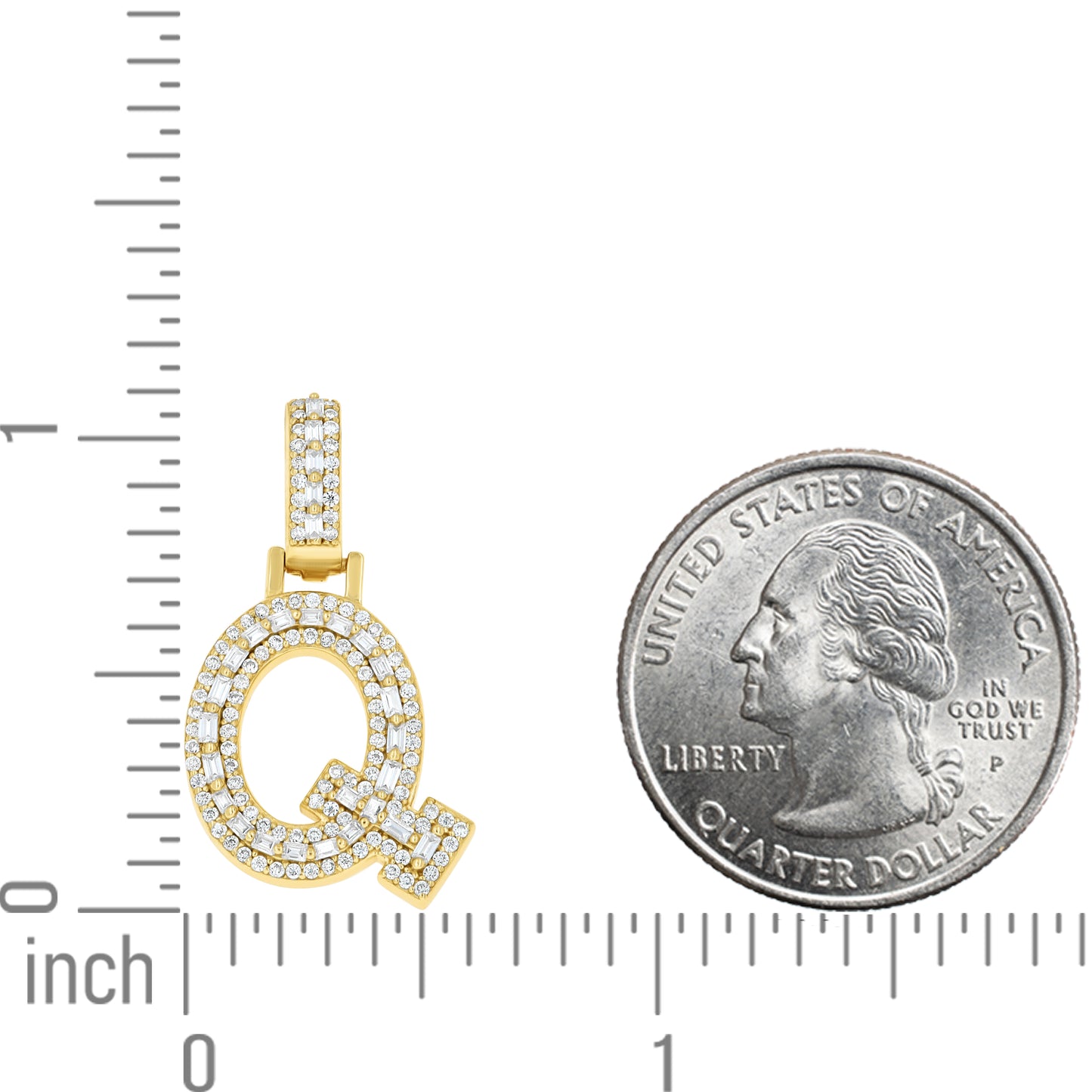 925 Sterling Silver Moissanite Initial Q Pendant