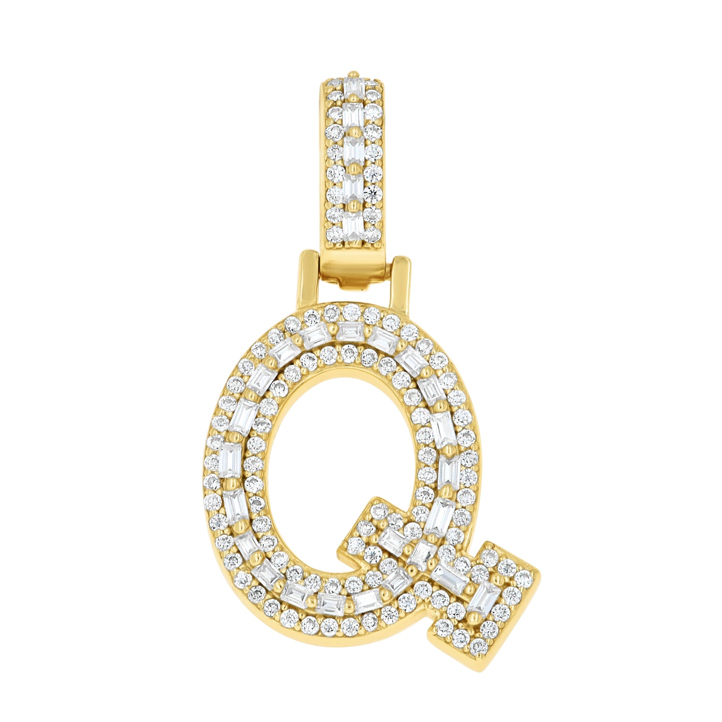 925 Sterling Silver Moissanite Initial Q Pendant