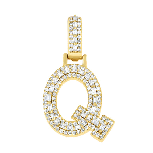 925 Sterling Silver Moissanite Initial Q Pendant