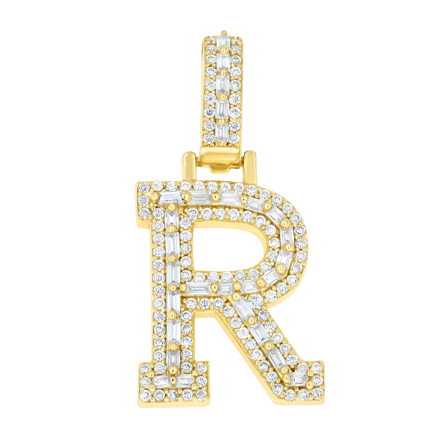 925 Sterling Silver Moissanite Initial R Pendant