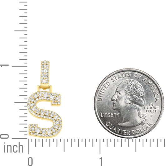 925 Sterling Silver Moissanite Initial S Pendant