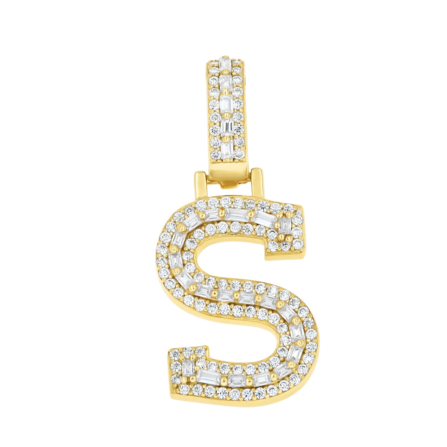 925 Sterling Silver Moissanite Initial S Pendant