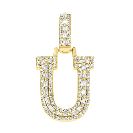 925 Sterling Silver Moissanite Initial U Pendant