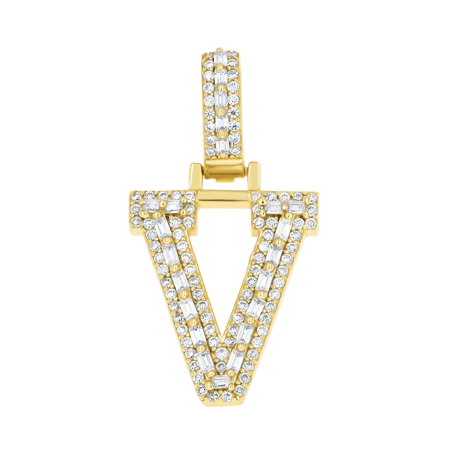925 Sterling Silver Moissanite Initial V Pendant