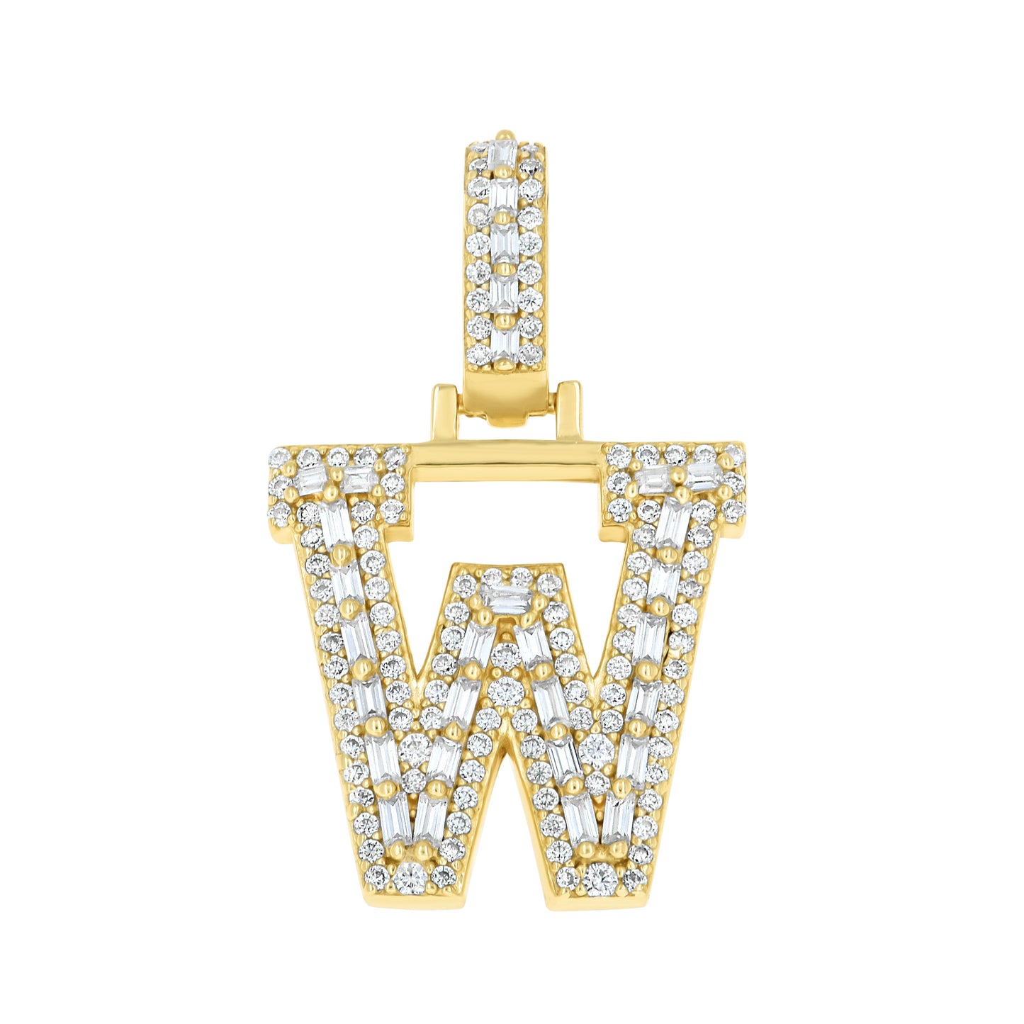 925 Sterling Silver Moissanite Initial W Pendant