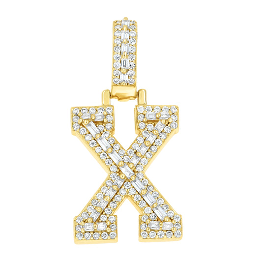 925 Sterling Silver Moissanite Initial X Pendant