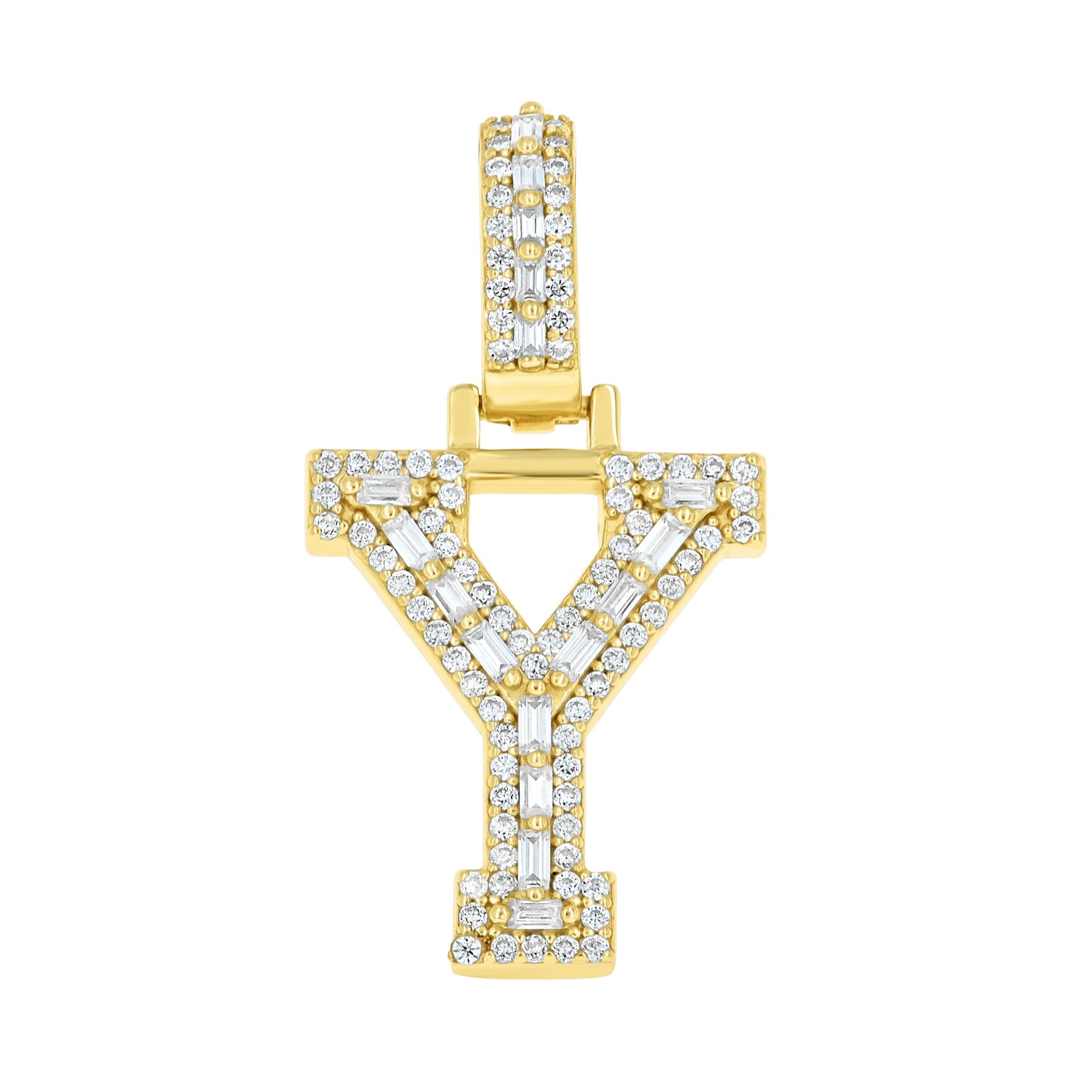 925 Sterling Silver Moissanite Initial Y Pendant
