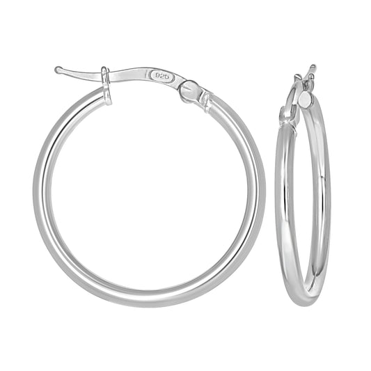 925 Sterling Silver Tube Hoop Earrings 2mm-20