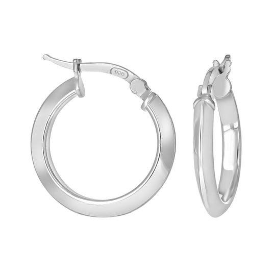 925 Silver Triangle Hoop Earrings 3mm-15