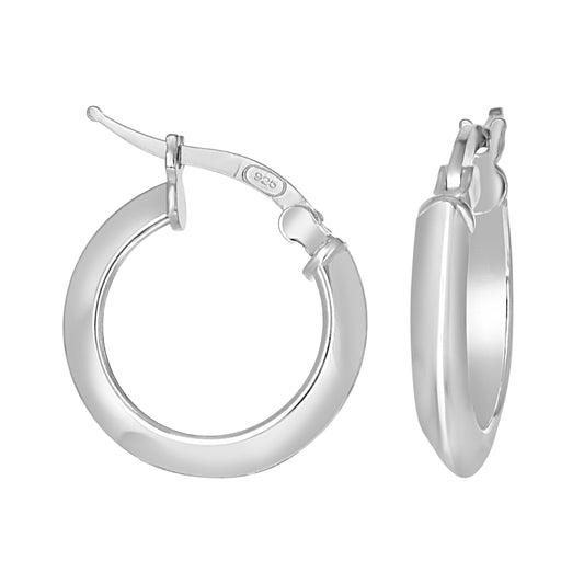 925 Silver Triangle Hoop Earrings 3mm-12