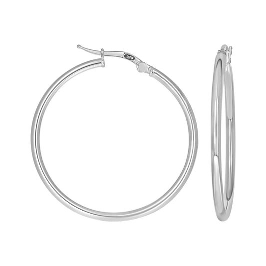 925 Sterling Silver Tube Hoop Earrings 2mm-30