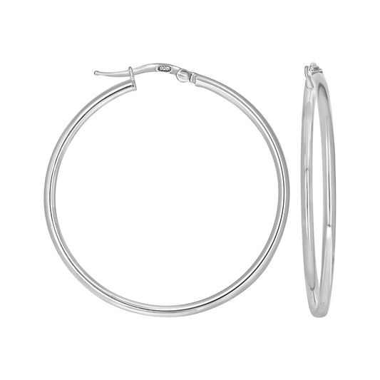 925 Sterling Silver Tube Hoop Earrings 2mm-35