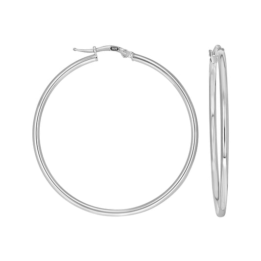 925 Sterling Silver Tube Hoop Earrings 2mm-40