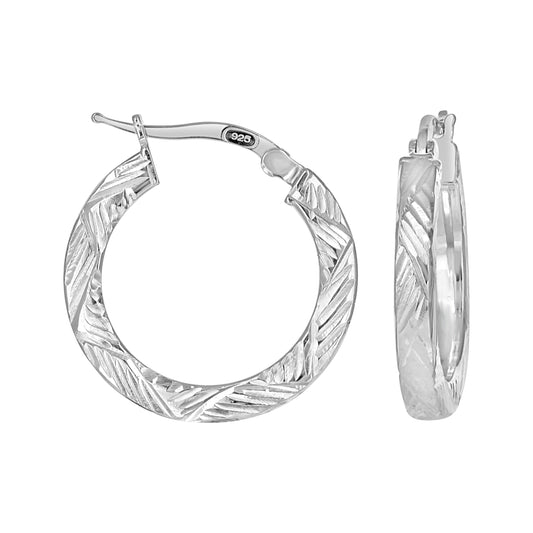 925 Sterling Silver Dc Hoop Earrings 3X3 -15