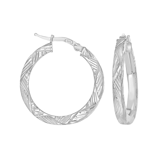 925 Sterling Silver Dc Hoop Earrings 3X3 -20