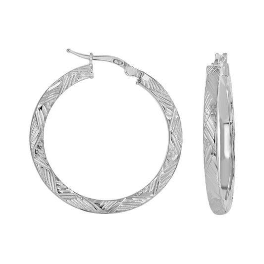 925 Sterling Silver Dc Hoop Earrings 3X3 -25