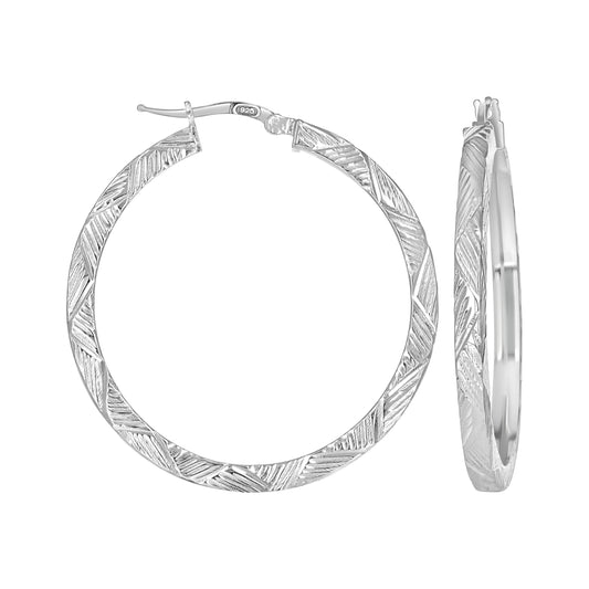 925 Sterling Silver Dc Hoop Earrings 3X3 -30
