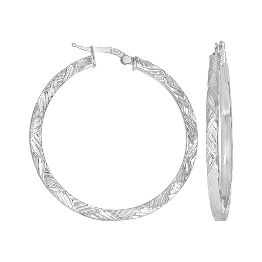 925 Sterling Silver Dc Hoop Earrings 3X3 -35