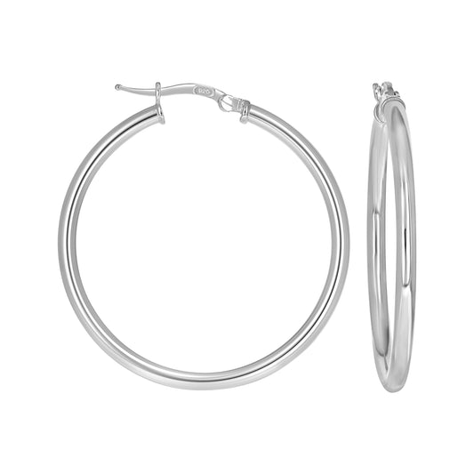 925 Sterling Silver Tube Hoop Earrings 2.5mm-30