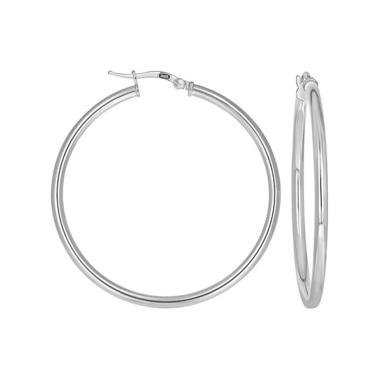 925 Sterling Silver Tube Hoop Earrings 2.5mm-40