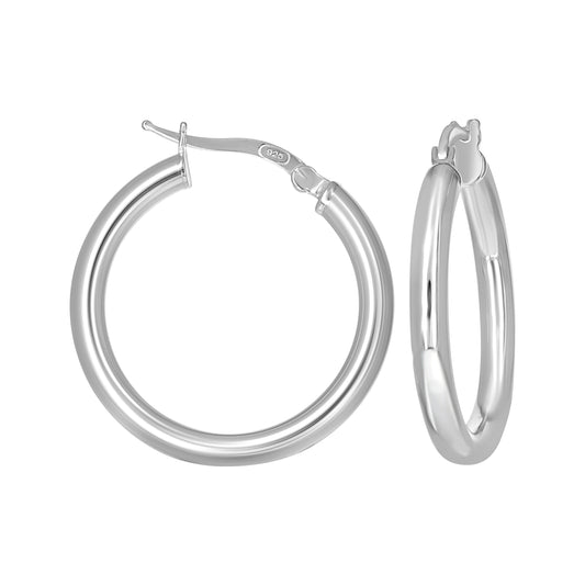 925 Sterling Silver Tube Hoop Earrings 3mm-20
