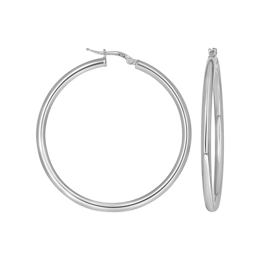 925 Sterling Silver Tube Hoop Earrings 3mm-40