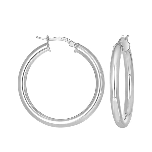 925 Sterling Silver Tube Hoop Earrings 3.5mm-25