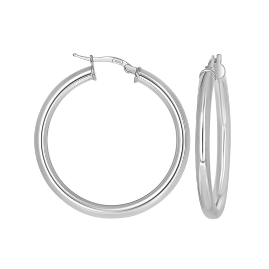 925 Sterling Silver Tube Hoop Earrings 3.5mm-30
