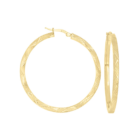 925 Sterling Silver Dc Hoop Earrings 3X3 -40-Yello