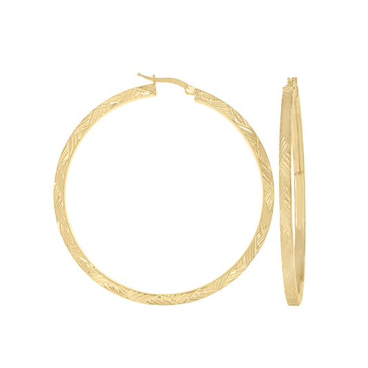925 Sterling Silver Dc Hoop Earrings 3X3 -50-Yello