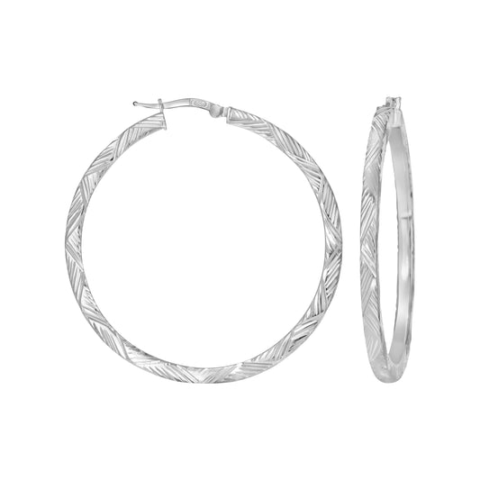 925 Sterling Silver Dc Hoop Earrings 3X3 -40-Silve
