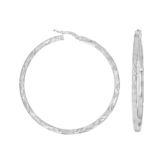 925 Sterling Silver Dc Hoop Earrings 3X3 -50-Silve