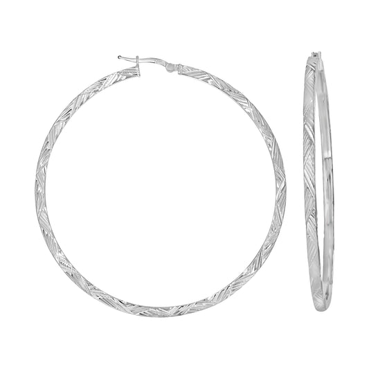 925 Sterling Silver Dc Hoop Earrings 3X3 -60-Silve