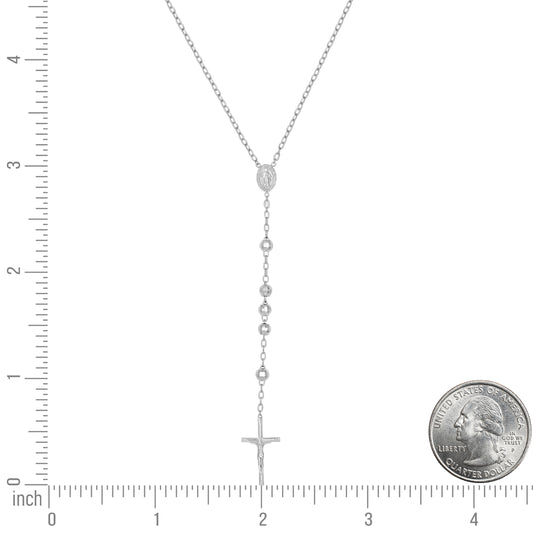 925 Sterling Silver Rosary Rhodium 7mm