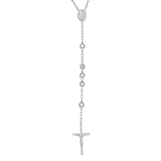 925 Sterling Silver Rosary Rhodium 7mm