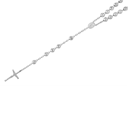 925 Sterling Silver Rosary Rhodium 8mm