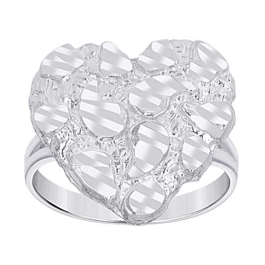 925 Sterling Silver Heart Nugget Ring-S7
