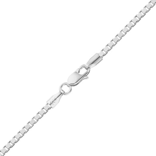 10kt White Gold Box Chain 0.5mm 14 To 24 Inches