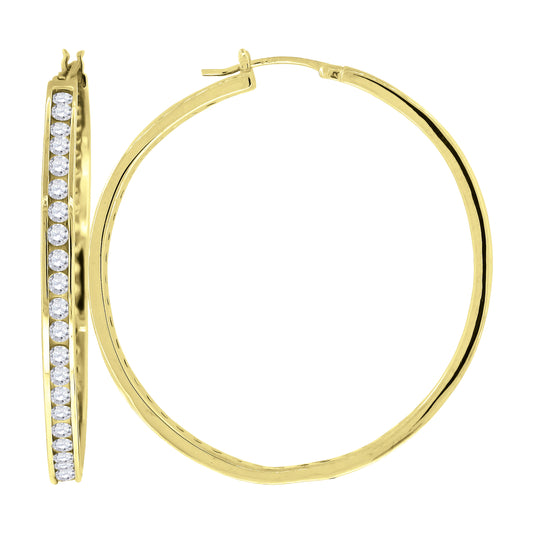 925 Silver 49mm Cz Hoop Earrings