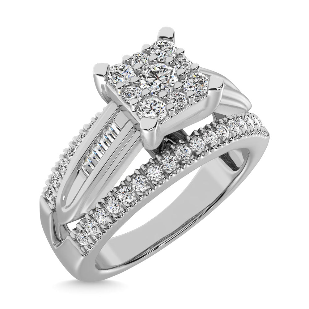 10K White Gold 1/2 Ct.Tw. Diamond Engagement Invisible Ring