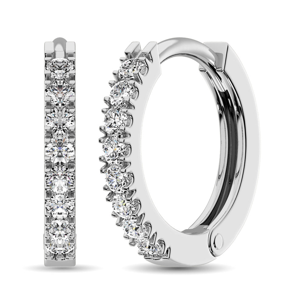 10K White Gold 1/4 Ct.tw Diamond Hoop Earrings