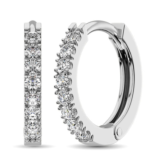 10K White Gold 1/4 Ct.tw Diamond Hoop Earrings