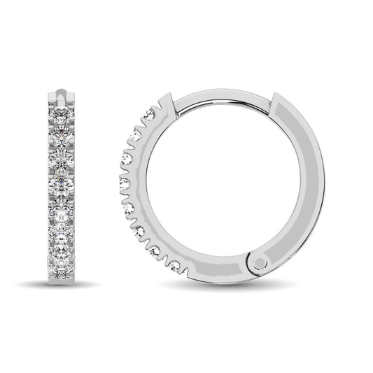 10K White Gold 1/4 Ct.tw Diamond Hoop Earrings