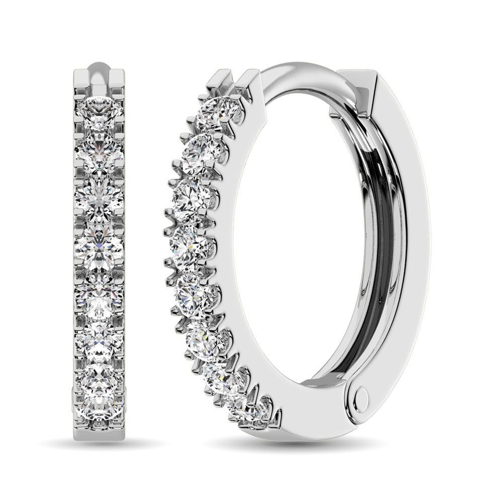 10K White Gold 1/3 Ct.tw Diamond Hoop Earrings
