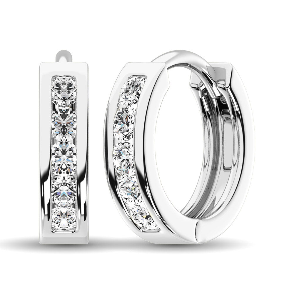 10K White Gold 1/4 Ct.tw Diamond Hoop Earrings