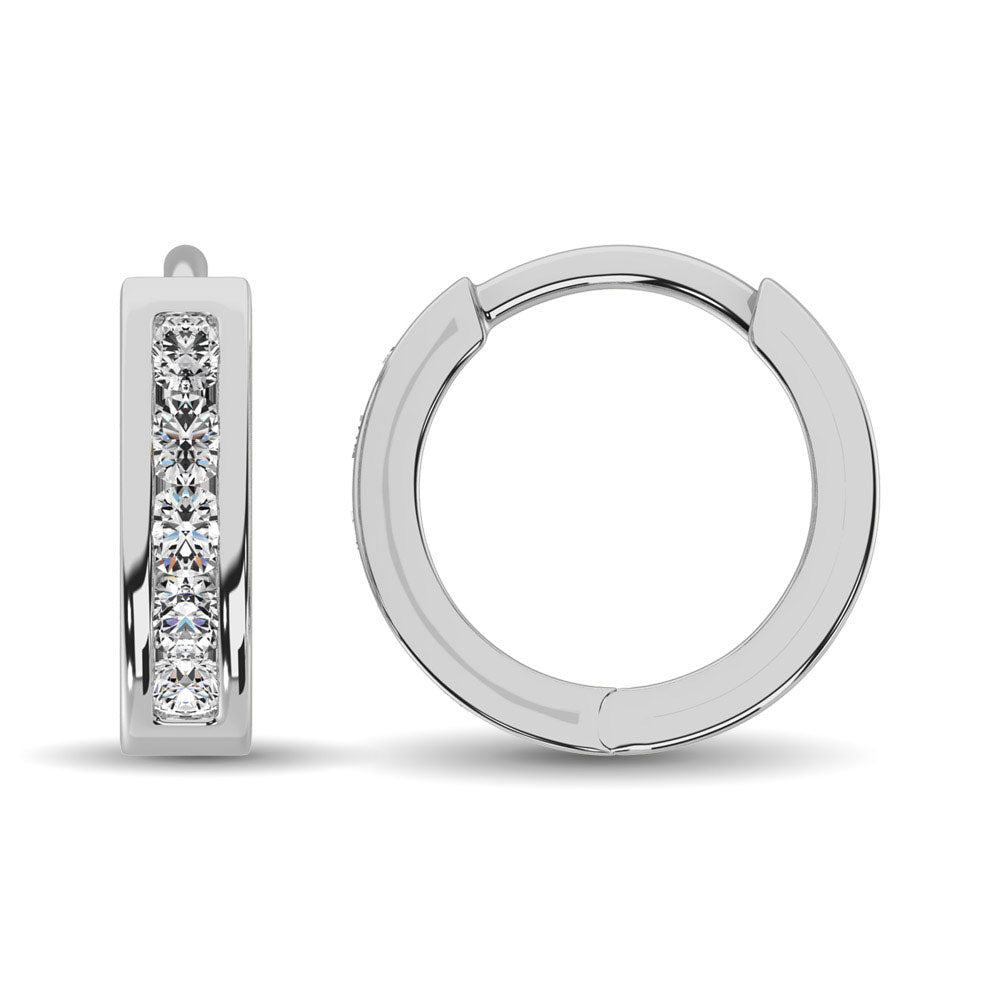 10K White Gold 1/4 Ct.tw Diamond Hoop Earrings