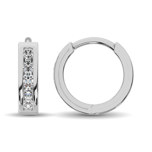 10K White Gold 1/4 Ct.tw Diamond Hoop Earrings