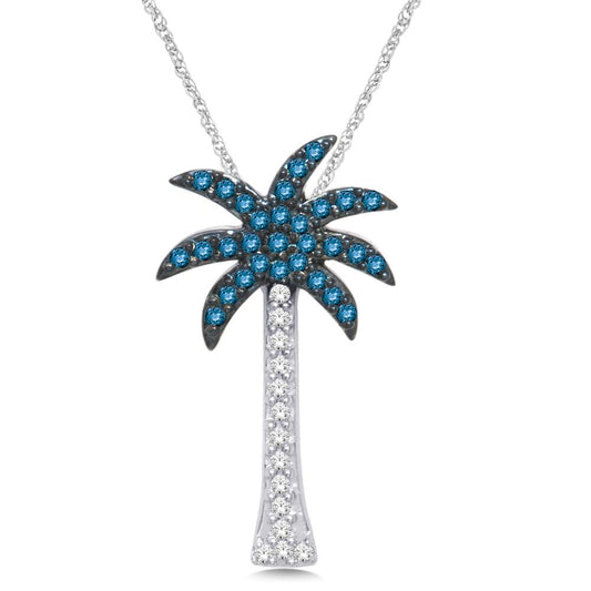 14K White Gold 1/3 Ct.Tw. Diamond Palm Tree Pendant